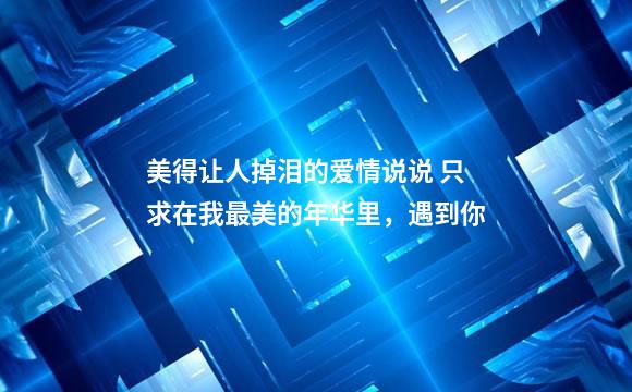 美得让人掉泪的爱情说说 只求在我最美的年华里，遇到你